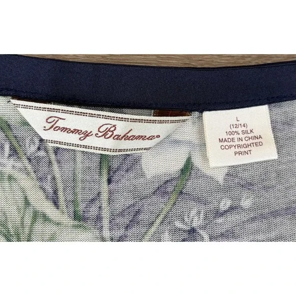 Tommy Bahama Silk Skirt Size Large Blue Floral Midi Wrap A-Line Tropical - Picture 5 of 5